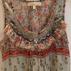Solitaire Sheer Multi Print Ruffle Tunic